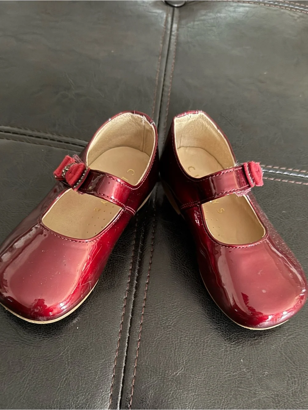 Girls' Shiny Burgundy Mary Jane Shoes
